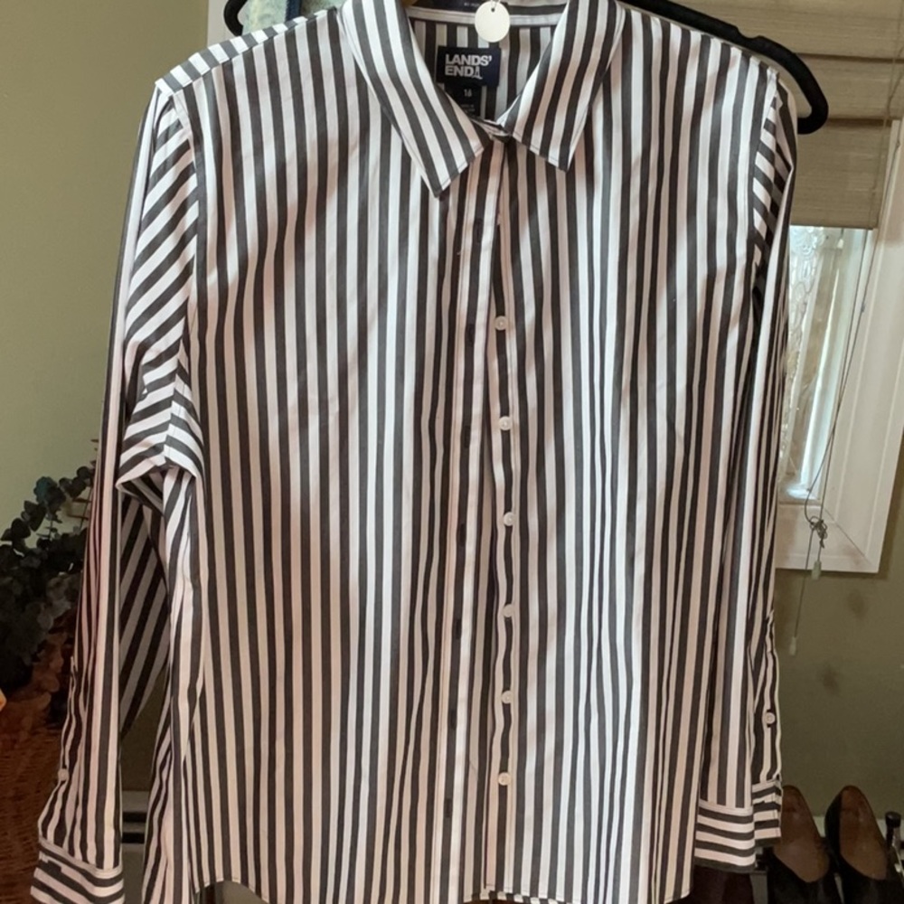 Lands' End Monochrome Striped Blouse